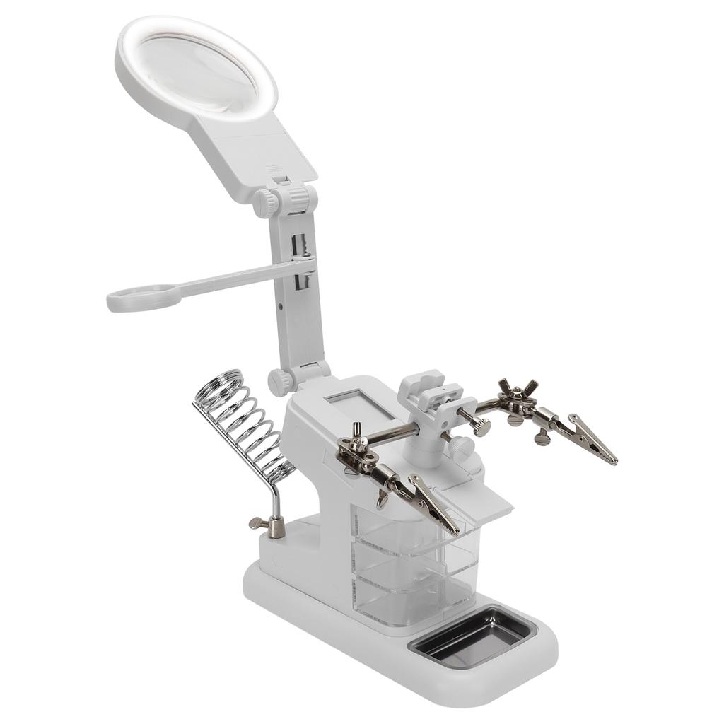 Настольная светодиодная лупа с функцией «свободные руки» для чтения, осмотра, пайки, ремонта, белая