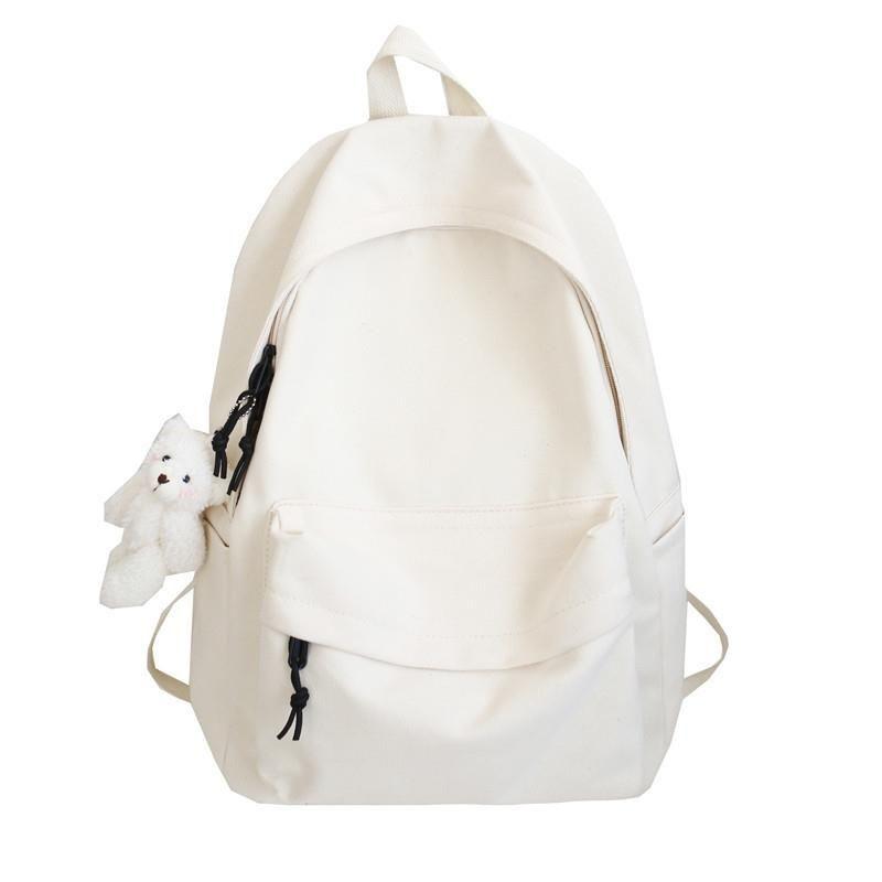 JK New Fashion Backpack Ins Canvas Backpack Women's Bag Korean Campus Solid Flip High Street Girl's Schoolbag