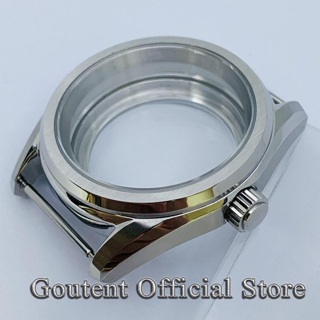 Goutent 38mm Silver Sapphire Glass Watch Case Transparent Back Fit NH35 NH36 ETA2824 PT5000 Automatic Movement 7