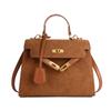 Textured suede large-capacity Kelly bag 2026 new Korean fashion temperament versatile single shoulder messenger women's bag