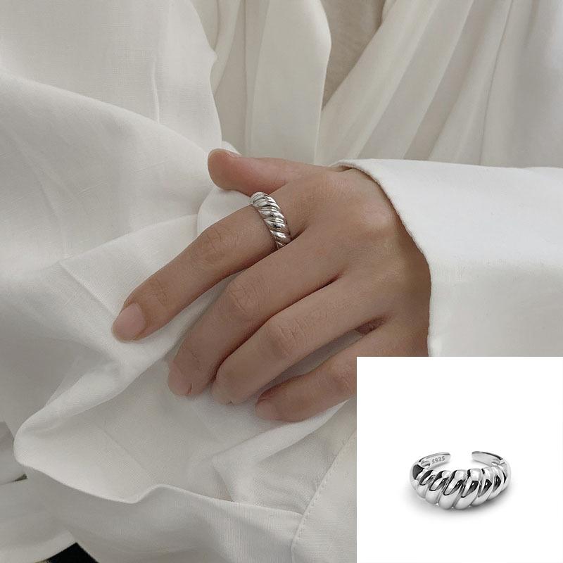 VENTFILLE 925 Sterling Silver Pearls Beading Double Layer Ring for Women Girl Gift Luck Simple Retro Jewelry Dropshipping
