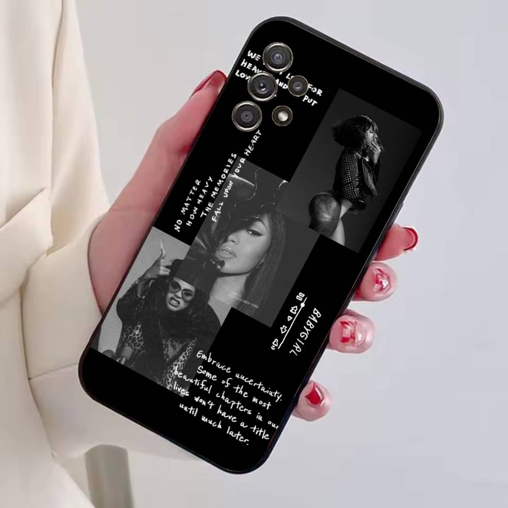 Hip Hop C-Cardi B Phone Case For Samsung S25,S24,S21,S22,S23,S30,Ultra,S20,Plus,Fe,Lite,Note,10,Black Cover