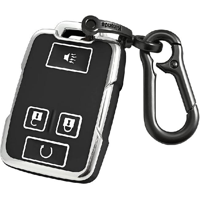 For Chevrolet Key Fob Cover Case With Metal Buckle,Soft TPU Key Shell/Skin,4-Buttons Fit GMC Chevy Colorado Silverado Suburban Tahoe Silverado Remote