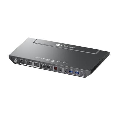 AV Access KVM-переключатель Док-станция 2 порта HDMI для двойной быстрой зарядки Порты Ethernet для подключения 2 настольных ПК и 1 с поддержкой Включает эмуляцию EDID