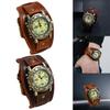 2pcs Wristwatch Male Leather Punk Vintage Style Bracelet