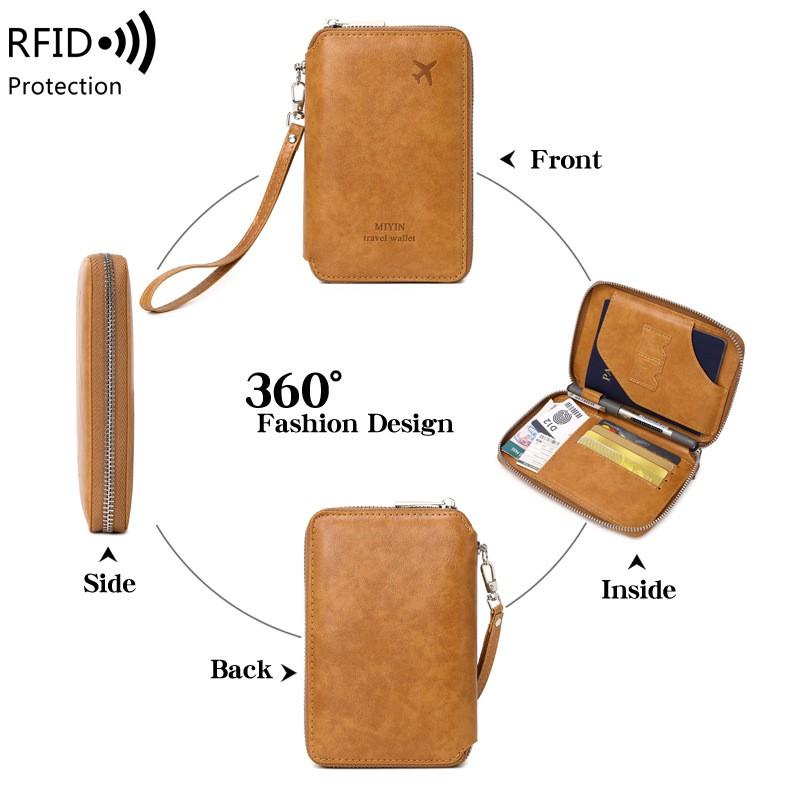 Минималистичный и модный держатель паспорта RFID, многофункциональный дорожный аксессуар из искусственной кожи, держатель паспорта, держатель-кошелек унисекс