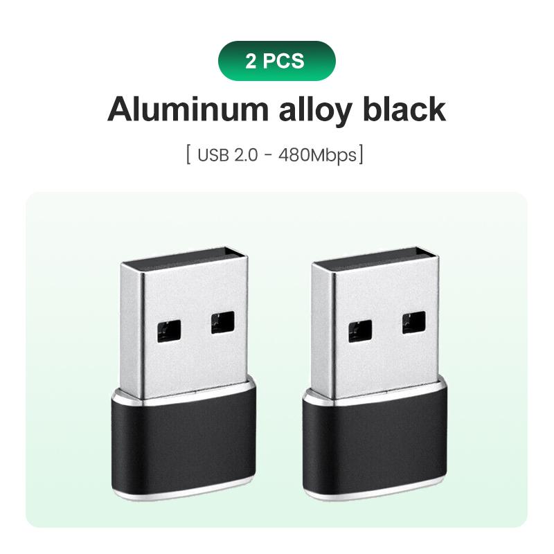 USB C Adapter Aluminum Alloy Shell USB 2.0 Male to USB 3.1 Type C Female Type-C Adapter for Laptop Samsung Xiaomi 10 Earphone
