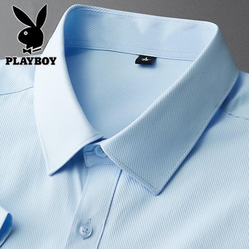 PLAYBOY Мужская рубашка с длинным рукавом, не требующая глажки, в стиле business casual