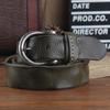 Ремень мужской классический из коровьей кожи Horsebit Luxury Casual Jeans с потертой пряжкой Wild Army Green
