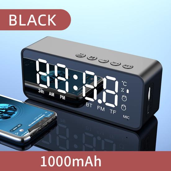 G50 Wireless Speaker Mini Mirror Surface Design Support TF Card 2-in-1 Practical Bluetooth-compatible Loudspeaker Alarm Clock for Home