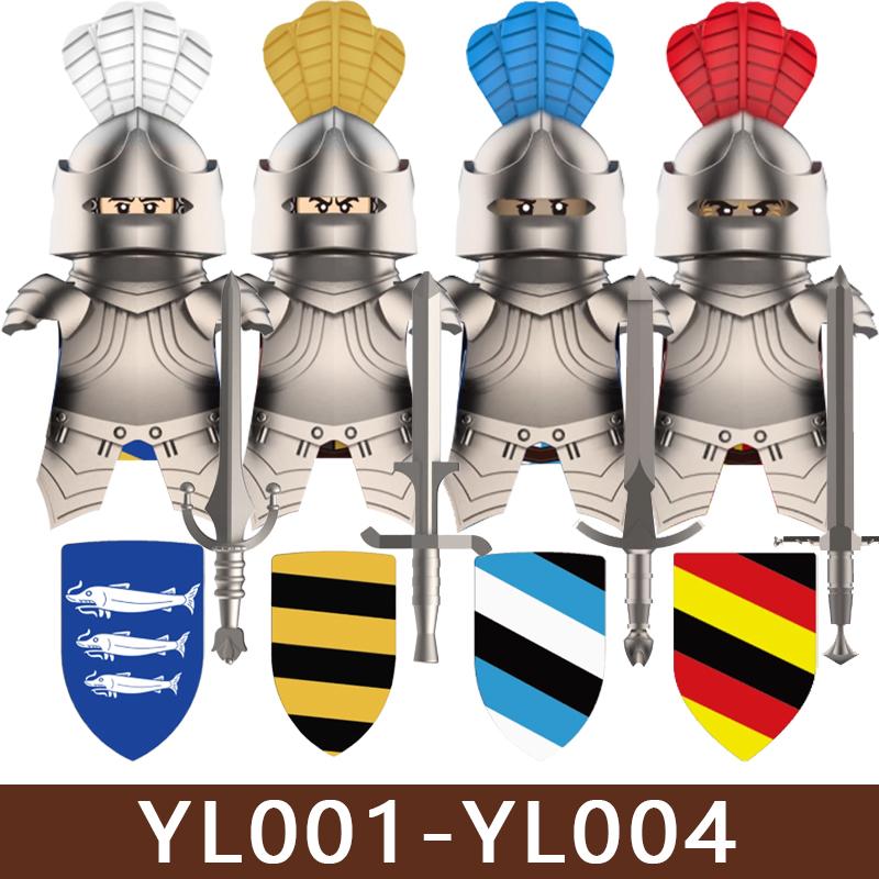 Medieval Castle Series Soldier Figures Building Blocks Military Knight Legion Militia Warrior Dragon Wolf Crow King Bricks Toys