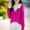 Autumn Tops Women's Fashion Shirt Sweater Women Loose Thin Lapel Knitted Bottom Shirt