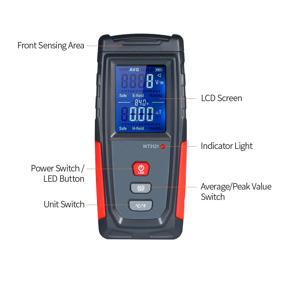 Wintact High Precision Handheld Mini Digital LCD EMF Tester Electromagnetic