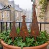 Lightweight Outdoor Decorations 3 Pcs Christmas Tree Metal Ornament Set Star-Topped Yard Decorations Rustproof Smooth Surface Garden Decor
