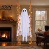 Waterproof Patio Tree Hanging Props Swinging Ghost Halloween Decoration for Outdoor Garden Yard, Weighted Fabric Flying on A Swing with LED