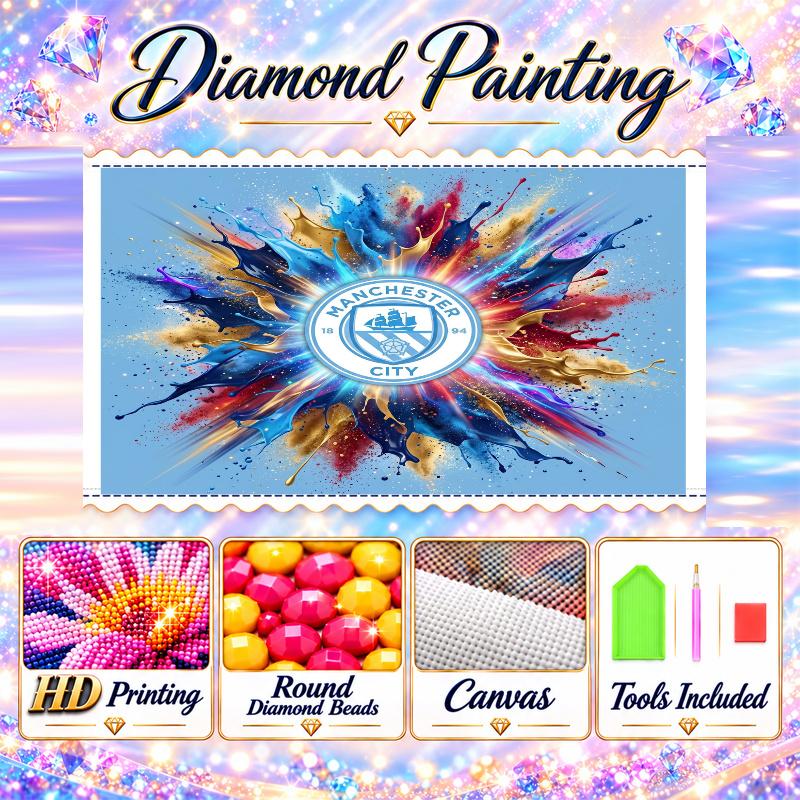 Manchester City Diamond Painting Kit 5D Full Drill DIY Diamond Mosaic Wall Art Home Decor