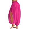 Womens Belly Dance Bloomers Halloween Theme Party Carnival Costume Ruched Waistband Side Split Pants