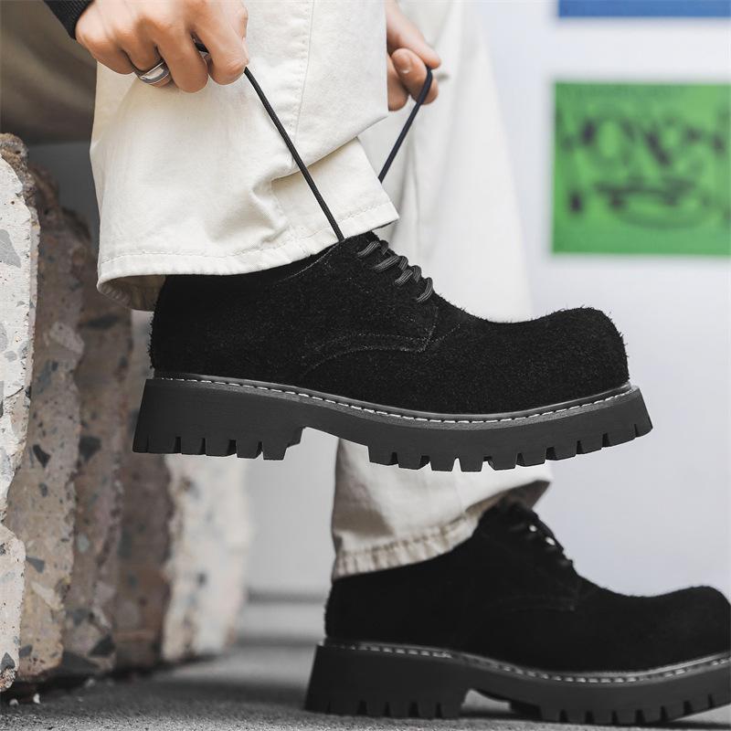 Туфли дерби с круглым носком мужские, увеличивающие рост американские ретро кожаные туфли британские повседневные туфли с большим носком 24229-T