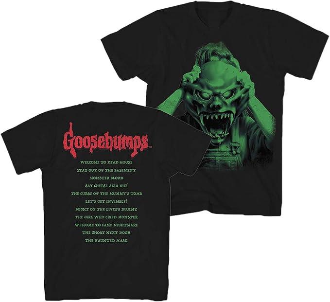 Goosebumps Mens Horror Mask Shirt Book List Front and Back Mens T-Shirt S-5XL Unisex T-Shirt