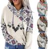 Women's Aztec Hoodie Geometric Pattern Long Sleeve Colour Block Pullover Drawstring Sweatshirt
