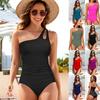 2025 Fashion Europe and The United States New Solid Color Sexy Shoulder Halter Cover Meat Thin One-piece Women's Swimsuit Swimsuit