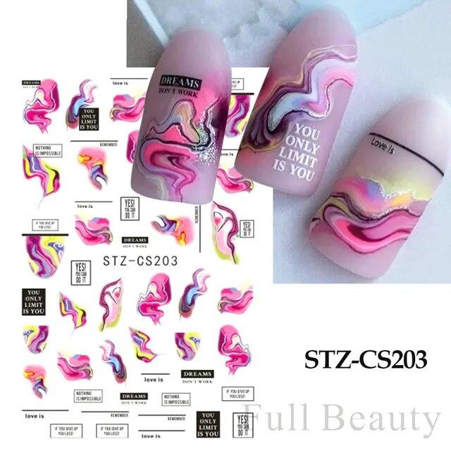 Lily Flower Geometric 3D Nail Stickers Maple Leaves Lines Nail Art Adhesive Sliders Red Berries Decals Decoration PPSTZ-SJ027