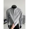 Dongjie No Logo Flus Autumn Henry Collar Straight Shoulder Composite 270g Heavy Cotton Long Sleeve T-Shirt Men's Sweatshirt