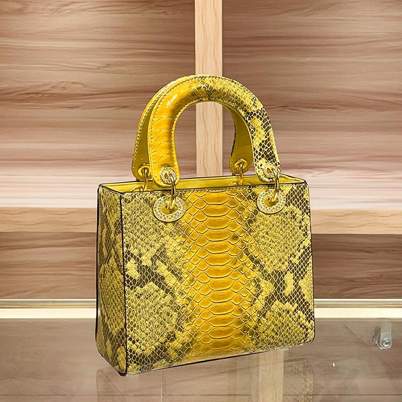 Genuine Python Print Leather Women's Shoulder Bag - 2025 Crossbody Fashion Handbag