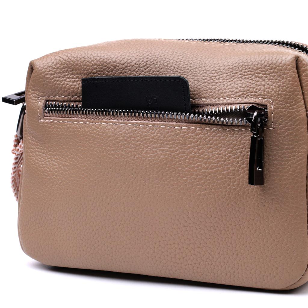 Small Bag with One Compartment for Stylish Women Made of Genuine Leather Vintage 22604 Beige