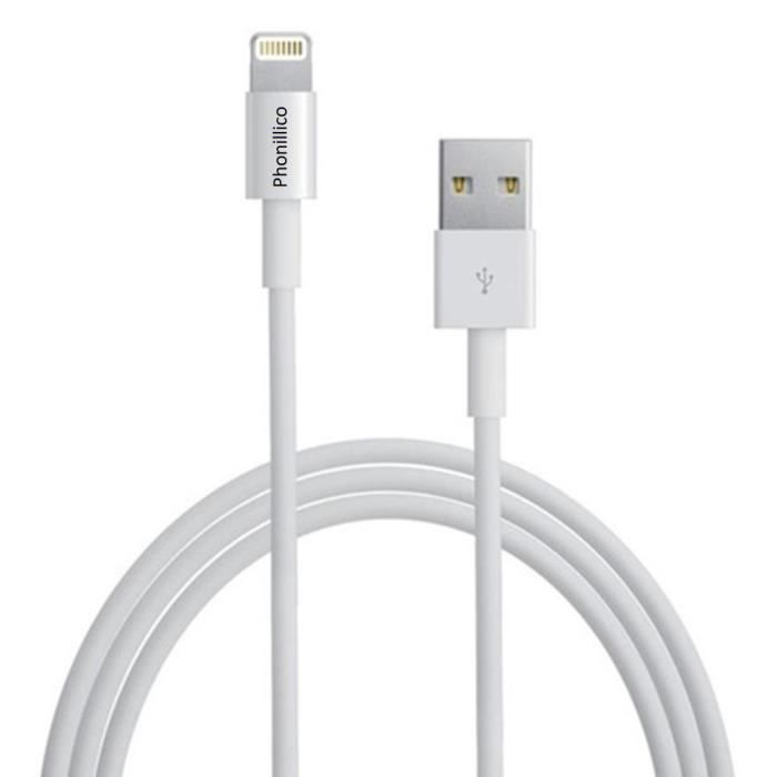 White USB Charger Cable for iPhone 11 / 11 PRO / 11 PRO MAX - Charger Cable Measures 1 Meter [Phonillico®]