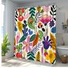 1pc Vibrant Tropical Botanical Floral Shower Curtain - Nature-Inspired Design with Artful Leaves and Blossoms