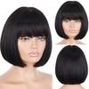 LISI HAIR Короткий парик Боб с челкой для женщин Синтетические парики Боб Черный парик для вечеринки Ежедневное использование Длина до плеч Косплей Красочный парик