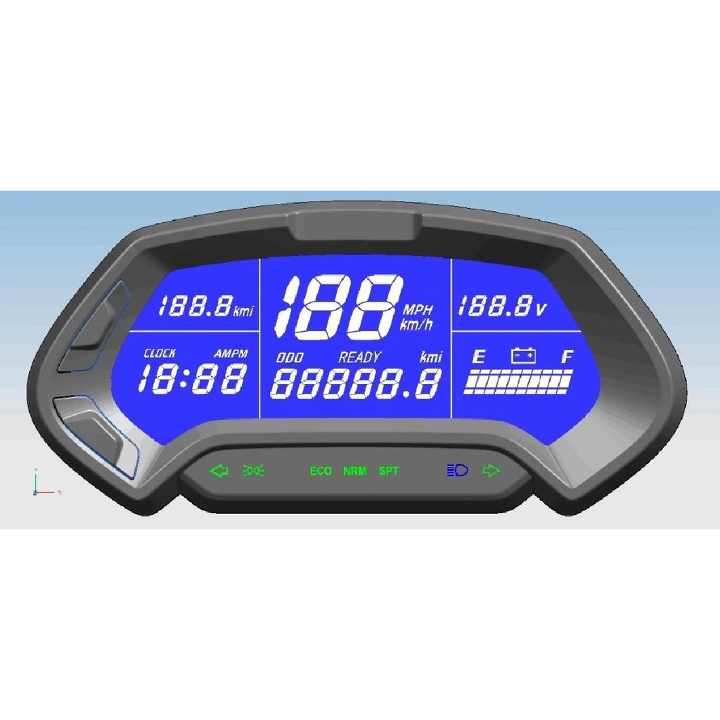 Universal Motorcycle CT-22 Speedometer 48V-144V Digital Programmable LCD Display Waterproof High Brightness for Electric Scooter
