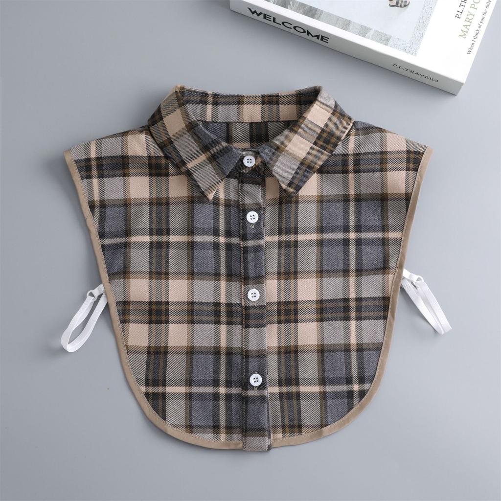Women Detachable Plaid Shirt Design Fake Collar False Blouse Clothing Accessories