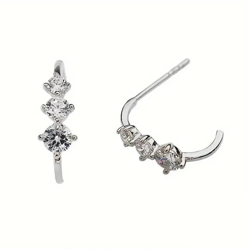 Huitan Блестящие серьги-гвоздики с кубическим цирконием Женские Минималистичный стиль Элегантные аксессуары Тренд Свадебные украшения