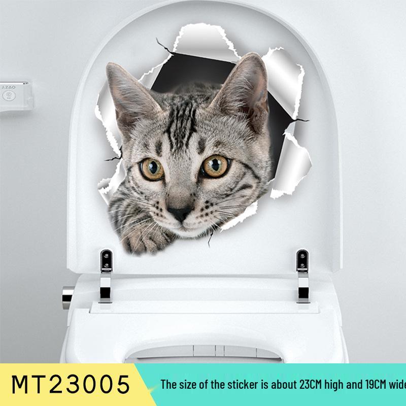 Милые кошачьи выражения Водонепроницаемые наклейки для ванной - Самоклеящийся мультяшный декор для туалета