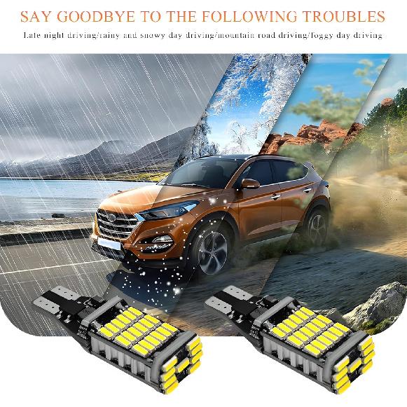 4 PCS LED Reverse Lights, T15 4014 45SMD Back Up Light Turn Signal Bulb, 6500K Super Bright Stop Light Bulbs Brake Lights for Cars Trucks RVs,