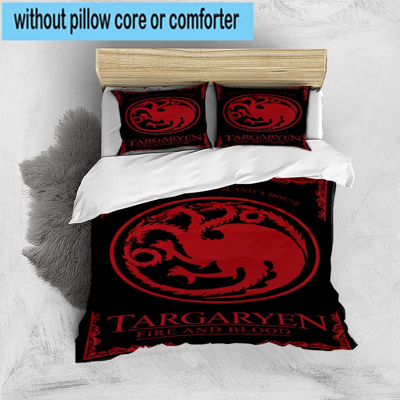 3PCS Thrones Dragon Fire And Blood 3pcs Bedding,Including 3PCS Duvet Cover And 2pcs Pillowcases Perfect for Christmas,Ideal for Bedroom, Dormitory