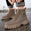 Men's Ankle Boots Genuine Leather Short Boots Retro Snow Boots Warm Casual Plush Shoes