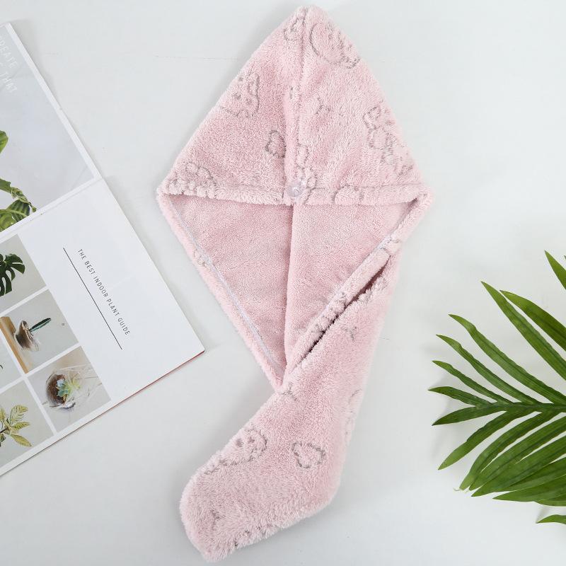 Coral fleece dry hair cap quickly absorbs water, is soft and skin-friendly, quick-drying cycle hollow flower women's headscarf
