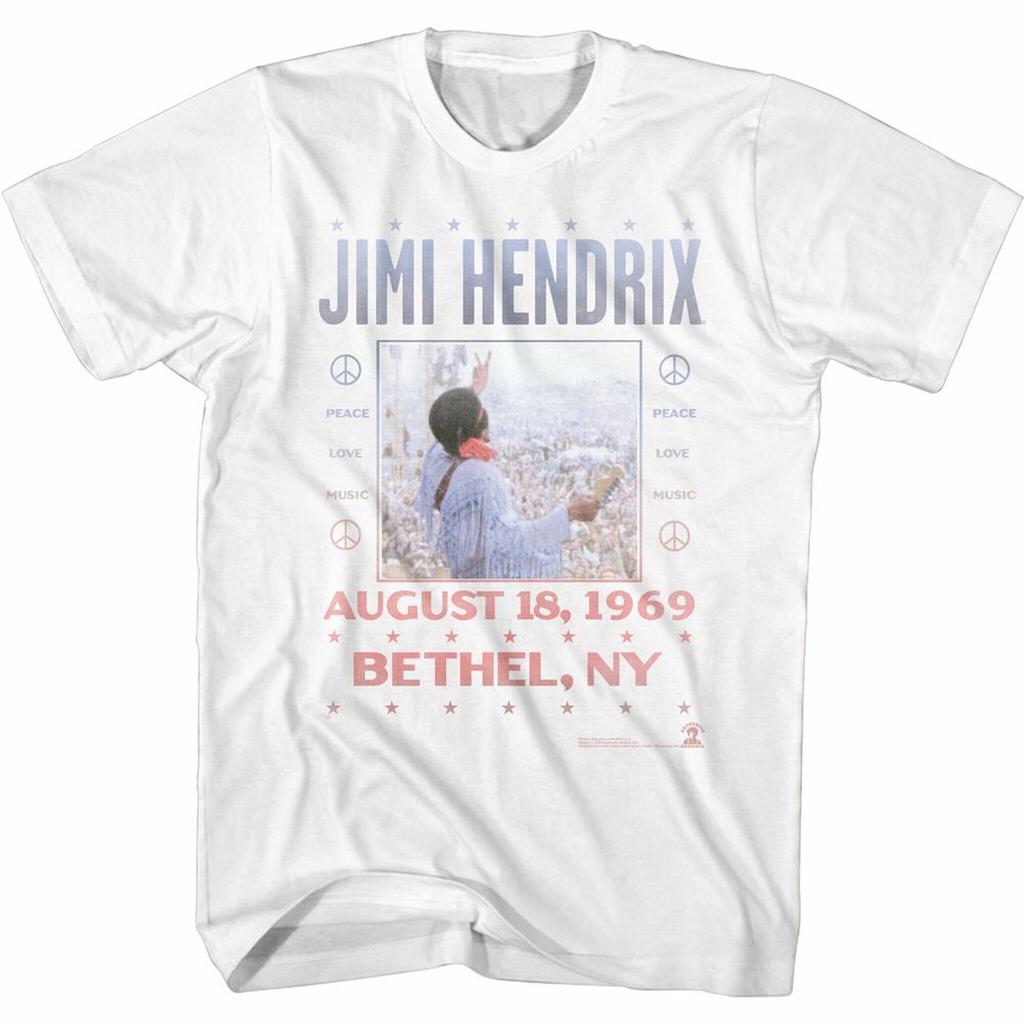 Jimi Hendrix Woodstock White Adult T-Shirt
