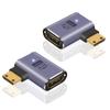 Адаптер-преобразователь Poyiccot Mini HDMI в HDMI, 90-градусный, совместимый со стандартами 8K, левый/правый L-образный адаптер Mini-HDMI, HDMI2.1 3D,