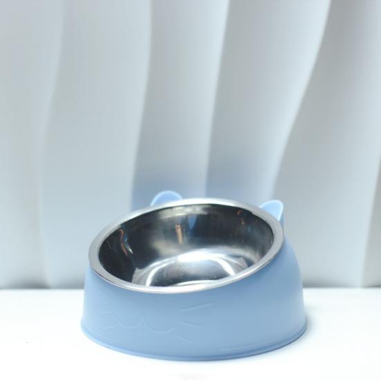 Raised Cat Food Bowl 15-degree Tilted Elevated Pet Feeder Bowl Anti Spill Stainless Steel Pet Food Dish for Dogs And Cats To Protect Pet's Spine