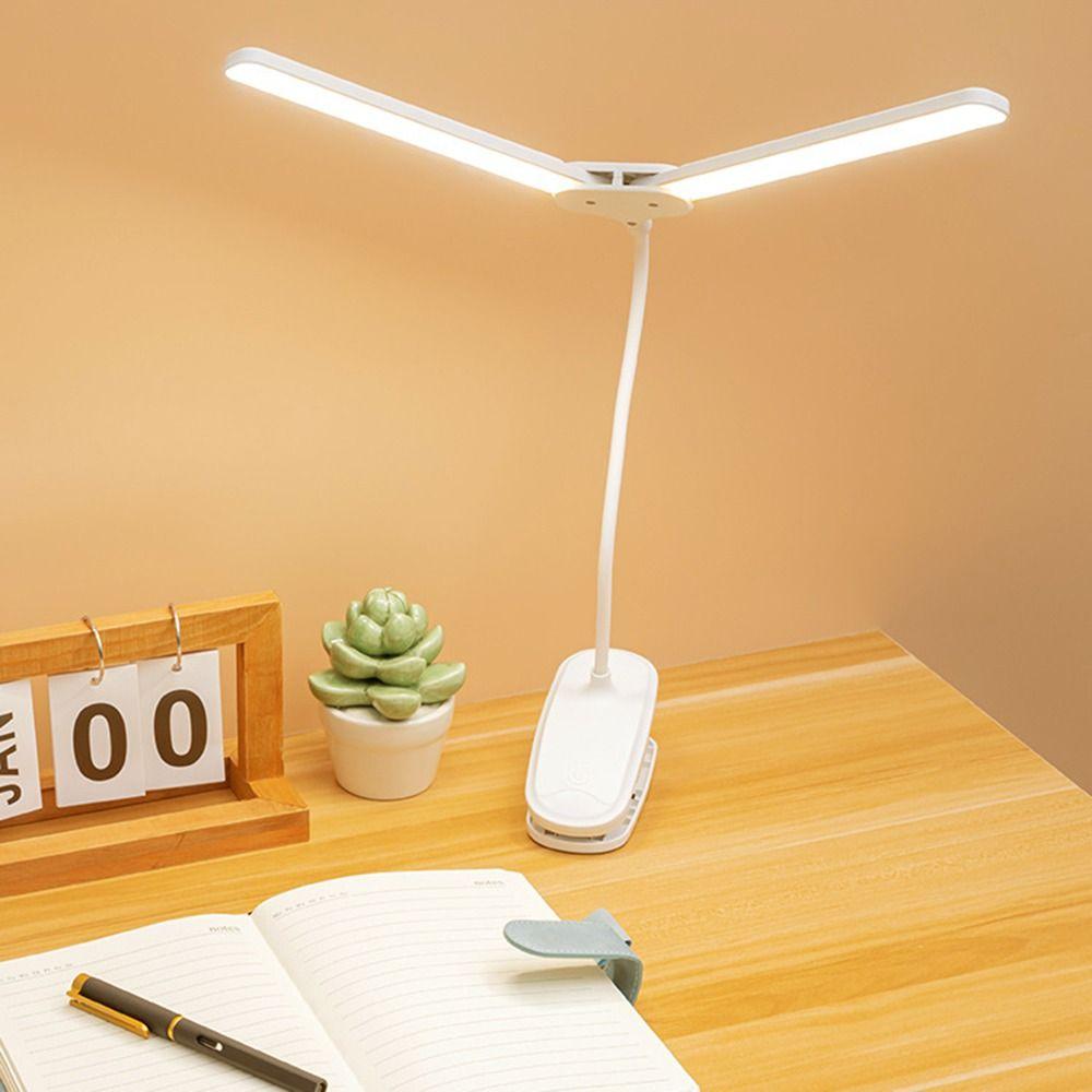 Touch Dimming LED Clamp Double Head Desk Lamp Flexible Reading Lamp with Clip Learning