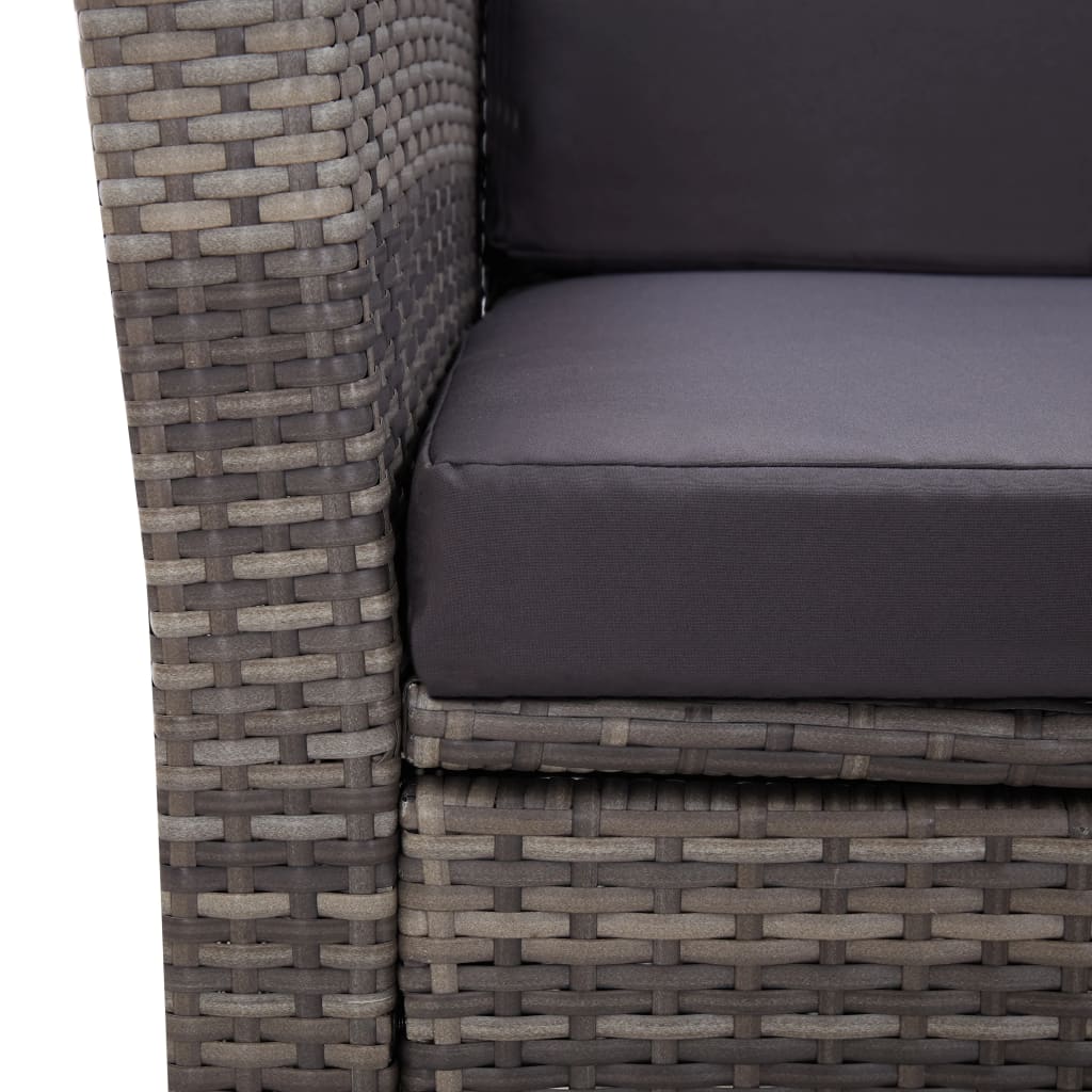 4 Piece Garden Lounge Set with Cushions Poly Rattan Grey
