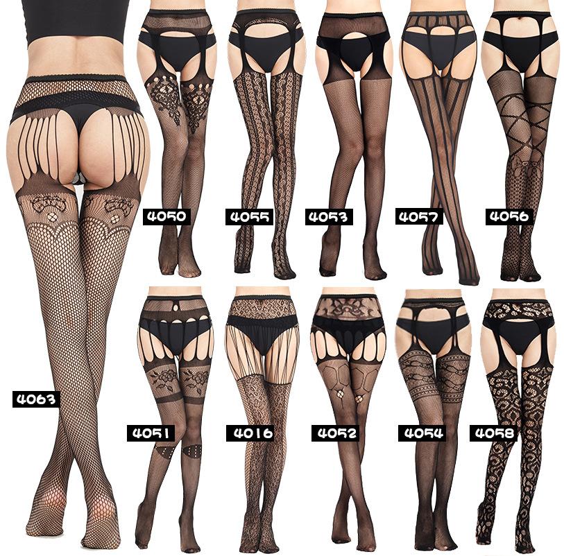 30 Styles Erotic Stockings With Garter Belt For Women Fishnet Pantyhose Plus Size Thigh High Socks Sexy Lingerie