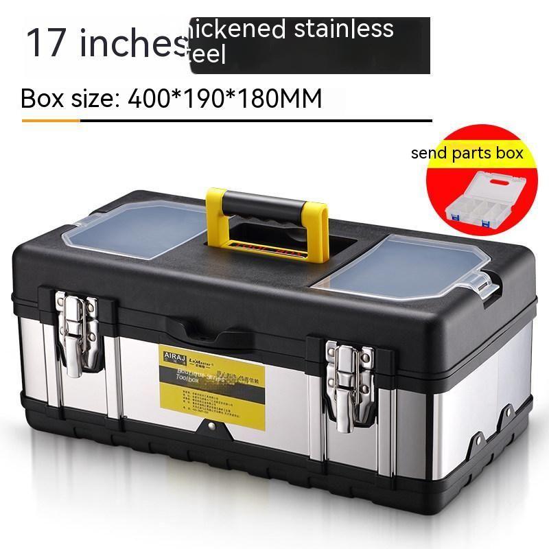 Ящик для инструментов из нержавеющей стали, утолщенный и усиленный автомобильный многофункциональный портативный ящик для хранения домашнего ухода