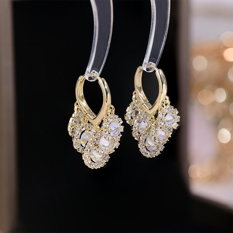 Корейская модная бижутерия 14-каратное настоящее золотое покрытие роскошные круглые циркониевые серьги-кисточки элегантные женские серьги для свадебной вечеринки