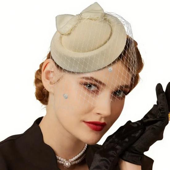 Шляпка-fascinator для женщин, леди 20-х 50-х годов, винтажная шляпка-таблетка, свадебная, для коктейля, чаепития, головной убор с вуалью