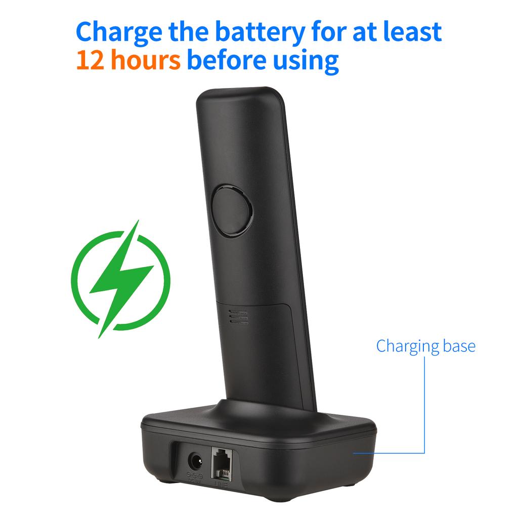 Bisofice D1002B Cordless Phone with Answering Machine Caller ID/Call Waiting 1.6 Inch Backlight LCD